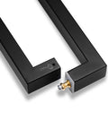 Beefy Heavy Duty 36 Inch Stainless Steel Push Pull Door Handle With Solid SUS 304 Standoffs For Barn Doors And Glass Pulls Matte Black Finish Ideal For Heavy Duty Indoor Commercial Use With Smooth Operation And Long Lasting Finish, matte black pair close-up