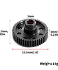 Beefed Up Hardened Steel 48P 48T Spur Gear Upgrade dimensions with weight for 1/10 Scale RC Car, shows measurements and structure.