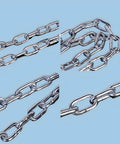 Close-up of 13 Foot Stainless Steel Heavy Duty Chain for Hanging Anchoring and Towing 5mm Thick Links Heat Treated and Welded