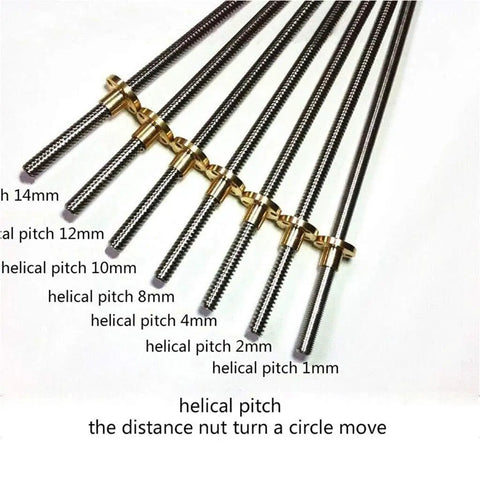 Durable T8 Lead Screw Kit For DIY 3D Printers With Copper Nut 1000mm Stainless Steel 8mm Diameter Pitch 1mm And 2mm Lead Options.