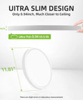 Image of 2 Pack 12 Inch LED Round Flat Panel Light With 3 CCT Selectable Color Temperature 3000K 4000K 5000K 24W Edge Lit Flush Mount Ceiling Fixture, showcasing ultra slim 0.94-inch design and dimensions.
