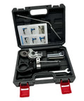 Metal Nibbler Drill Attachment Double Head For Sheet Metal Cutting in plastic box, showing tools and accessories.