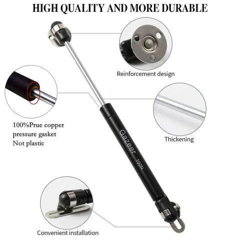 Six Pack 100N Gas Struts for 10 Inch Cabinet Doors Cabinet Shocks and Lift Supports with Round Mounting Plates Screws Included Pneumatic Door Lift