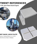 4 Inch Setback Jack Plate For Outboard Motors Up To 35 HP With Manual Lift System And Wooden Mounting Block Included Improve Engine Clearance Distance From Transom For Skiffs And Small Aluminum Boats, gray plate and blocks