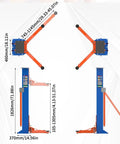 Heavy Duty Portable Two Post Car Lift With 8000 Lbs Capacity And Electric Lock Adjustable Height Up To 51 Inches side view with dimensions