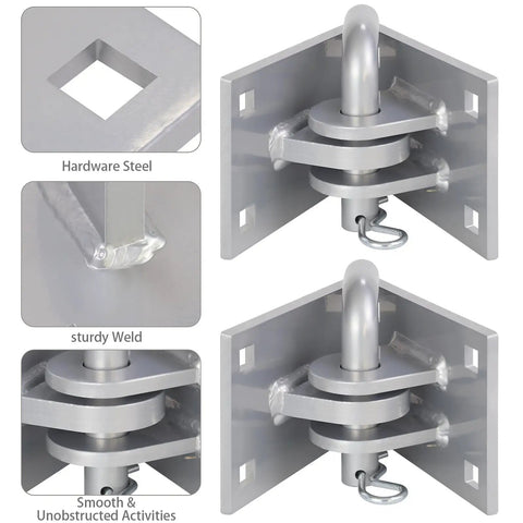 Close-up of Beefy Heavy Duty Dock Hinge Kit For Floating Docks With Male And Female T Style Corner Hinges 4 Pack Connect Ramp