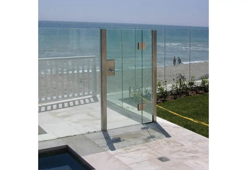 316 Stainless Brushed Glass-To-Glass Hinge, 180 Degree Self-Closing, Heavy-Duty Gate Hinge For Half-Inch Tempered Glass, Interior Or Exterior Use, Tension Adjustable With A Screwdriver, glass gate by pool
