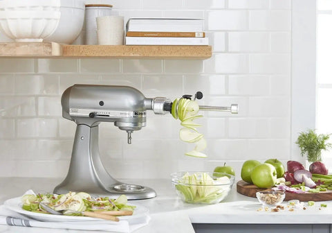 Fruit And Vegetable Spiralizer Attachment For Stand Mixer Power Hub With 5 Quick Change Blades Spiralize In Medium And Fine Slice Core