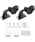 Heavy Duty Gate Caster Wheels With Adjustable Side Brake Built Tough Rolling Gate Hardware Smooth Riding 8 Inch Heavy Lifter Swivel Rollers For Tilt Resistant Fences Pack Of Two with mounting hardware.