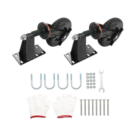 Heavy Duty Gate Caster Wheels With Adjustable Side Brake Built Tough Rolling Gate Hardware Smooth Riding 8 Inch Heavy Lifter Swivel Rollers For Tilt Resistant Fences Pack Of Two with mounting hardware.