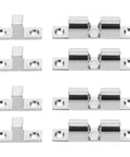 Stainless Steel Boat Door Latches Four Pack For RVs And Closets Marine Cabinet Hardware, silver tension roller catches shown closely