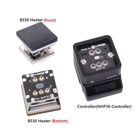 Pocketable Mini Soldering Hot Plate And SMD Preheater Detachable Controller with BS30 Heater Front and Bottom View