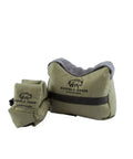 All Weather Front And Rear Shooting Bag Combo For Target Practice And Bench Rest Use Durable Olive Drab Bags For Hunting AR-15 AR-10 Shotgun And Pistol Unfilled And Ready To Fill.