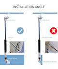 Installation guide for Pro Level 15 Inch Gas Struts Lift Supports 450N Gas Shocks, showing correct and incorrect angles.