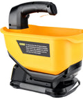 Cordless Seed And Fertilizer Power Spreader Handheld For Lawn Care With Year Round Coverage, yellow hopper for grass seed