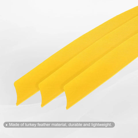 4 Inch Turkey Feather Arrow Vanes Left Wing Fletching 25 Pack Yellow For DIY Archery Arrows Target Practice And Hunting Lightweight Durable Shield Cut For Dope Accuracy close-up