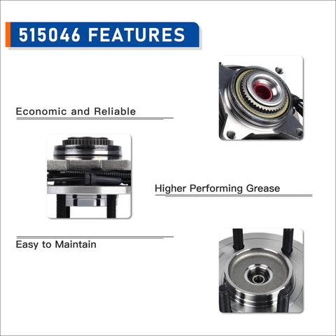 Front Wheel Hub Bearing Assembly 515046 For 2004 Ford F-150 Heritage And 2004-2005 F-150 4WD With ABS 6 Stud Direct Fit Replacement product features