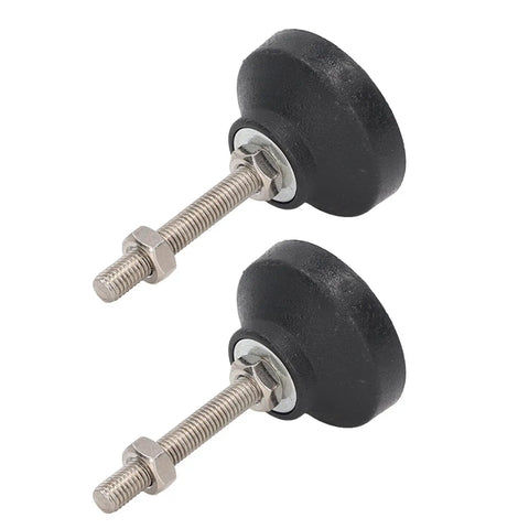 Pair of M8 Leveling Mounts Adjustable Furniture Foot Pads With Rubber Base Heavy Duty Table Chair Leg Glides, side view