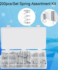 Heavy Duty Assorted Springs Set Packed With 200 Pieces Of Durable Extension And Compression Springs Featuring 20 Different Sizes Perfect For Fixing Electronics, RC Cars, Appliances, Toys, And Household Items While Providing Reliable Performance For. 200pcs spring assortment kit in plastic case with assorted steel extension and compression springs