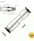 One Quarter Inch Push To Connect Check Valve For Air Pneumatic Systems One Way Inline Valve Nickel Plated Brass And Plastic