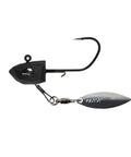 Underspin Jighead With Titanium Blade Arm And Ball Bearing Swivel For Lightning Flash 3 Sixteenth Ounce One Zero Hook Natural Goby Color 3D Holographic Eyes Super Slide Coating Swimbait Jighead For Pro Flips And Hookups black jighead with blade arm