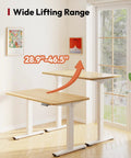 Spacious 40 Inch Height Adjustable Electric Standing Desk With Stable Base Perfect For Home Office, showcasing wide lifting range 28.9''-46.5''. 
