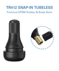 Snap In Tire Valve Stem TR412 Short Black For Tubeless 0.453 Inch Rim Holes 11.5mm On Standard Vehicle Tires Fits Most Cars SUVs Trucks