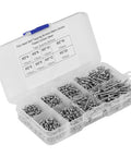 M2 Self Tapping Screws Assortment Kit 800Pcs 8 Sizes 4mm to 20mm in a clear plastic box, pan head plated carbon steel.