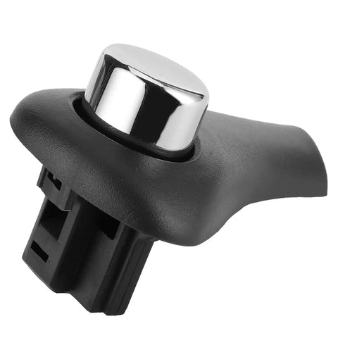 Replace Your Worn Out Button Shift Handle With This Durable Hard Plastic Gear Shift Knob For 2003 To 2006 Automatic Transmission Cars That Gets The Job Done Right Up To A Slam And Makes Driving Much Easier. black hard plastic automatic gear shift knob with chrome button, angled view