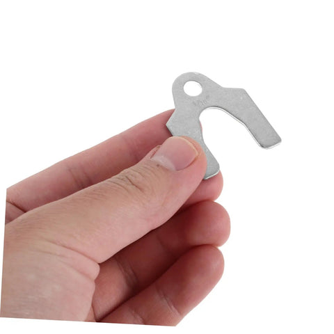 Hand holding U-shaped slotted washer from Auto Body Panel Alignment Shims Kit With U Shaped Slotted Washers, 144 Piece Set