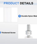 Two Pack Slide Gate Guide Rollers Roll Smooth Three Inch Nylon Rollers Gate Support Assembly Universal Rolling Gate Guider For Sliding Doors White Heavy Duty Durable Wear Resistant Gate Hardware showing nylon material and thickened screw detail.