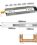 Built Like A Tank Heavy Duty Full Extension Drawer Slides With Lock 76mm steel track with dimensions for cabinet use.