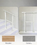 Rock Solid Galvanized Steel Stair Railing With Adjustable Outdoor Handrail Designed For One Or Two Steps Featuring Corrosion Resistant Finish And Quick Install For Front Porches on wooden and cement stairs.