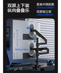 Hella Stable Dual Monitor Mount For Desktop Setup Vertical And Inverted Stand With Slick Swivel Mechanism and Heavy Duty Clamps, featuring dual monitors mounted vertically with swivel arms.