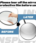 Two Pack Under Vehicle Inspection Mirrors With Telescoping Handle And Integrated Light, 12 Inch Diameter, showing film removal
