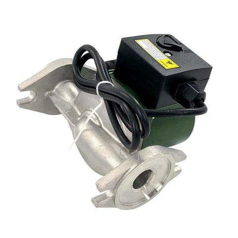 Premium 009-SF5 Recirculating Pump Keeps Your Home Happy With Slick 115V 1/8HP 3250 RPM Motor Churning Out 10 GPM Of Smooth Flow High Velocity Taco-Style Swap in stainless steel with green motor.
