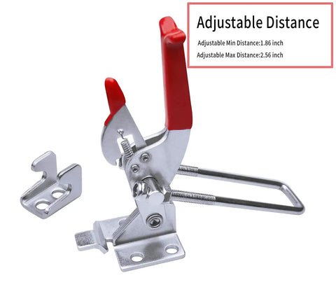 Beefy 2000lbs Toggle Clamp Kit with cam latch action, red handle, adjustable metal hardware, for latch locks and draw latch applications