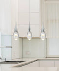 Mini Crystal Pendant Light with dimmable LED and three color temperatures in modern kitchen setting.