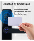 Premium Wireless Smart Door Lock Featuring Biometric Finger Scan And Numeric Keypad Interface Enabling Decoy Code Defense To Block Snoops Plus Instant Grip Activated Handling For Breezy Daily Grind Access, showing smart card use.