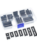 Kick It Up A Notch With This Awesome 66 Pc Dip Ic Socket Kit For All Your Electronics Projects! Features Solder Type Adaptors In 6, 8, 14, 16, 18, 20, 24 And 28 Pin Sizes To Make Wiring A Total Snap And Get You Building Faster Than Ever Before Today! black DIP IC socket kit in plastic organizer case