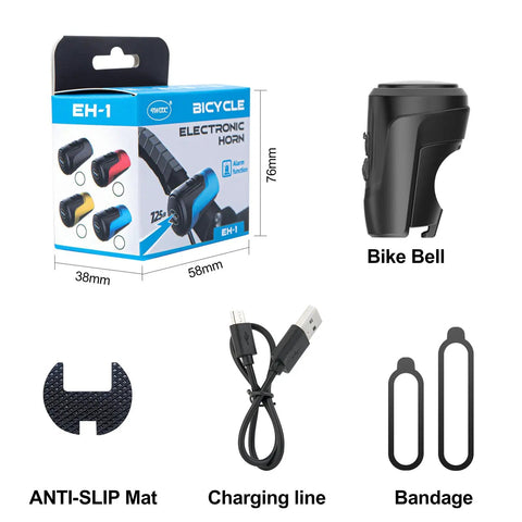 Loud 125dB Electric Bike Bell With Anti Theft Alarm USB Rechargeable Waterproof E Bike Horn For MTB BMX Road Cycling Scooter One Sound Mode That Warns Cars And Pedestrians On City Streets