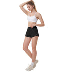 Plus Size High Waisted Athletic Shorts For Women With Liner And Zip Pocket, Run Ready Lightweight Yet Sturdy Running Shorts, Black, 4 Inch Inseam
