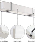 LED Vanity Light Bar For Bathroom 4000K Chrome Finish With Milky Glass Diffuser Over Mirror Wall Sconce Lamps, close-up view