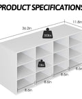12 Cubby Shoe Storage Bench With 3 Tier Vertical Wood Shoe Rack Organizer for Entryway Hallway Closet and Garage, white cabinet dimensions