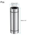 Two Pack LM8LUU Linear Bearings 8mm Bore 15mm OD 45mm Length With Dual Rubber Seals For Smooth Motion In CNC Machines 3D Printers And Packaging Gear