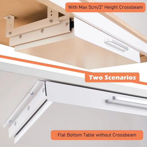 Under Desk Drawer Organizer 21 Inch White With Adjustable Brackets Sliding Pull Out Pencil Drawer For Office Standing Desk