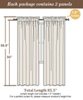 Ivory Sheer Curtains Two Panel Set For Bedroom Or Living Room, 42x84 inch, light filtering, rod pocket, leaf pattern, 85.5" length including header.