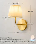 Top Tier Battery Operated Wall Sconces With Wrinkle Free Fabric Shade And Handy Remote Control For Chill Ambient Bedroom Lighting Modern Room Upgrade Set, metal and fabric wall sconce with dimmable bulb.