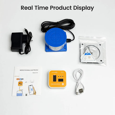 Components of Smart WiFi Water And Oil Tank Level Sensor With Remote Alarm Monitor For Home Use, Ultrasonic Tank Gauge With Tuya Smart Life App Control