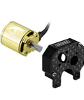 Gold Viper 1721 Brushless Motor 2800KV For One Twenty Four SCX24 Upgrade with black mount bracket, close-up view